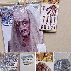 Halloween Wig & Temporary Tattoos